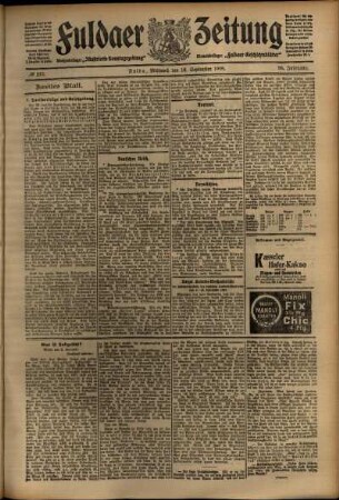 Zweite Ausgabe vom Mittwoch, den 16. September 1908.