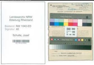 Entnazifizierung Josef Schulte , geb. 02.07.1905 (Studienassessor)
