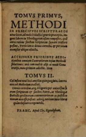 Methodus in praecipuos scripturae divinae locos. 1