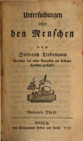 Untersuchungen über den Menschen, Anderer Theil