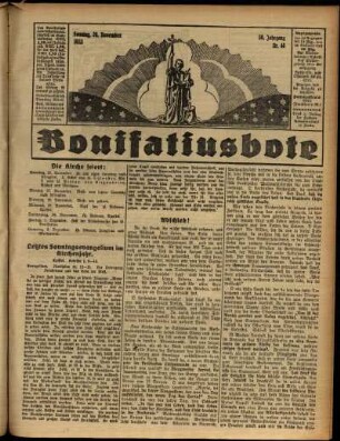 Erste Ausgabe vom Sonntag, den 26. November 1933.