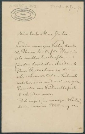04. Januar 1891, Dresden [Brief von Alphons Stübel an Max Uhle]