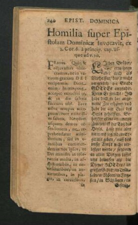 Homilia super Epistolam Dominicae Invocavit
