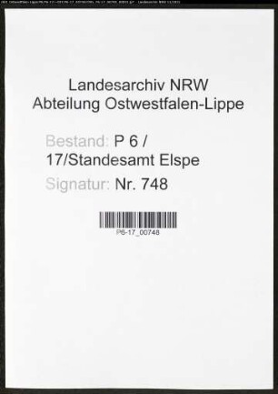 Heiratsregister Standesamt Elspe