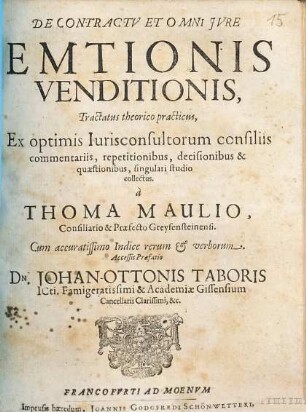 De contractu et omni iure emtionis venditionis, tractatus theoretico practicus