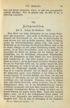 VII. Zeitgenossen