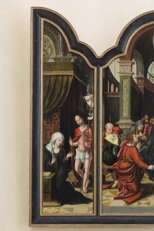 Triptychon mit liturgischen Festszenen — Linker Flügel: Auferstehung Christi