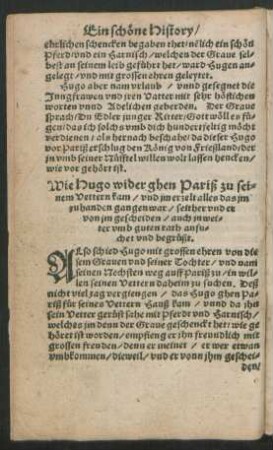 Wie Hugo wider ghen Pariß zu seinem Vettern kam/ und im erzelt alles das im zuhanden gangen war ...