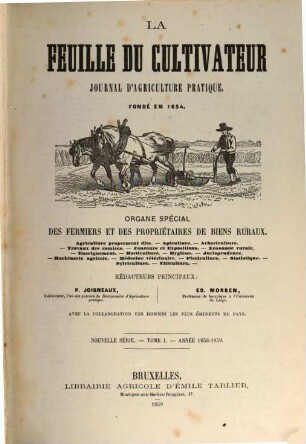 La Feuille du cultivateur. 1. 1858/59 (1859)