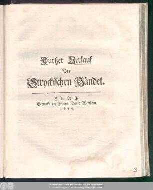 Kurtzer Verlauf Der Stryckischen Händel