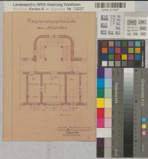 Münster (Münster) Regierung Zimmer des Vizepräsidenten Grundriß 1951 1 : 100 29,5 x 19 Pause Staatshochbauamt Münster Regierung Münster Nr. 33926