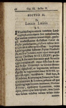Sectio II. De Lexicis Latinis