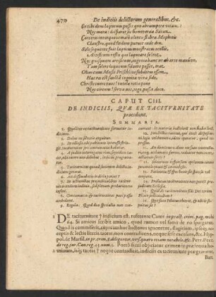 Caput CIII. De Indiciis, Quae Ex Taciturnitate procedunt.