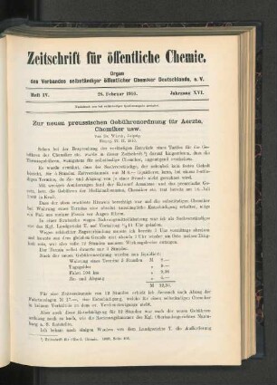 Heft IV. 28. Februar 1910. Jahrgang XVI.