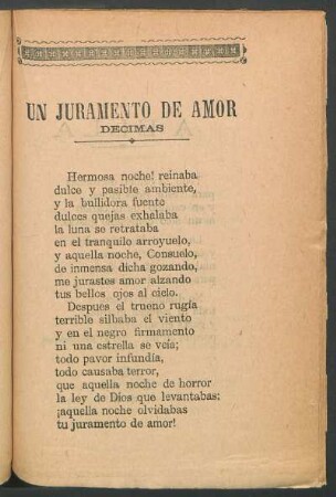 Un juramento de amor : Décimas