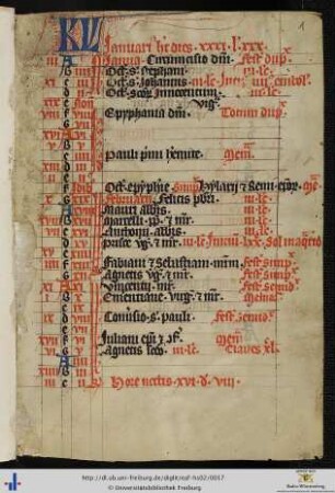 [1r - 6v] Liturgischer Kalender für Dominikaner.