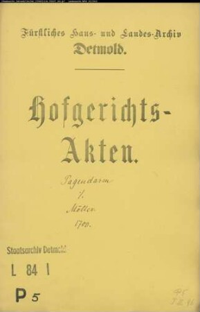 Pagendarm, Jobst Bernhard in Herford gegen Joh. Bernd Möller zu Wissentrup - Schuldforderung