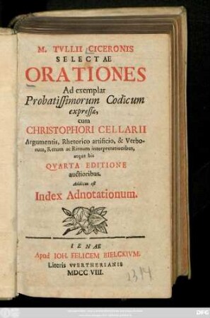 M. Tvllii Ciceronis Selectæ Orationes : Ad exemplar Probatissimorum Codicum expressæ