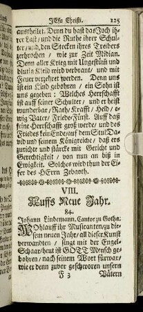 VIII. Auffs Neue Jahr.