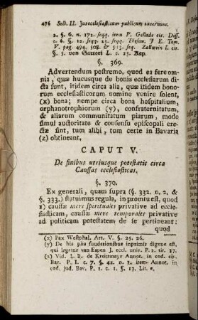Caput V. De finibus utriusque potestatis, circa Caussas ecclesiasticas.