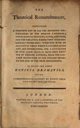The theatrical Remembrancer