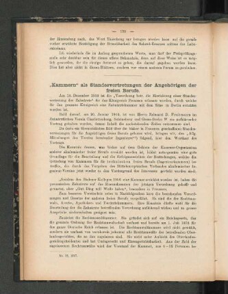 "Kammern" als Standesvertretungen der Angehörigen der freien Berufe.