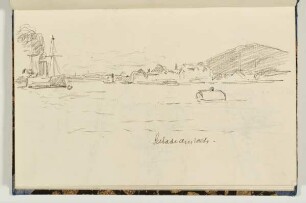 Schiffe vor Seebadeanstalt - Segelschiff vor Windmühle