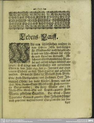 Lebenslauf : Lebens-Lauff