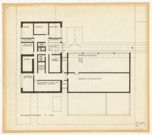 Hochschulbibliothek, Karlsruhe Neubau: Vorprojekt: Anbau eines weiteren Bibliotheksgebäudes. Grundriss KG, 1:200