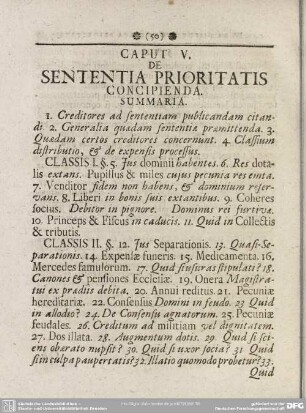 Caput V. De Sententia Prioritatis Concipienda