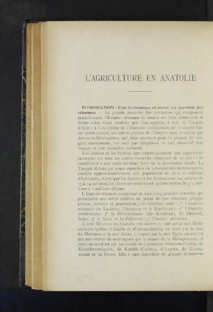 L'Agriculture En Anatolie.
