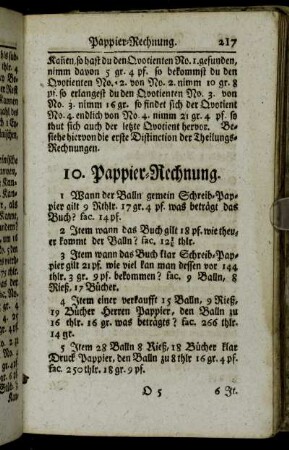 10. Pappier-Rechnung.