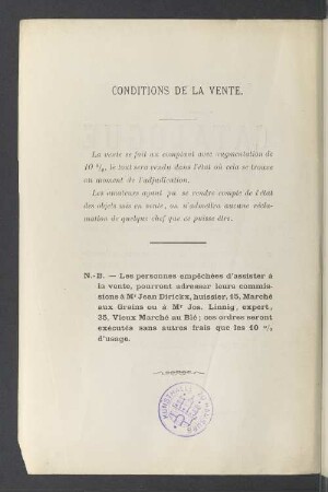 Conditions de la vente