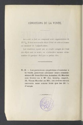 Conditions de la vente
