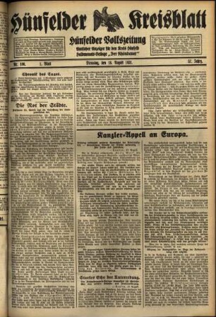 Erste Ausgabe vom Dienstag, den 18. August 1931.