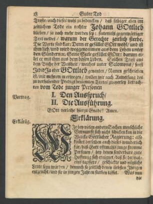 Erklärung. I. Der Ausspruch