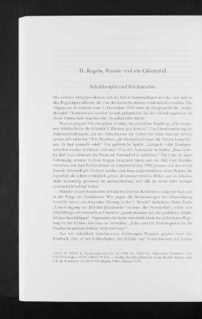 II. Regeln, Rituale und ein Glücksfall