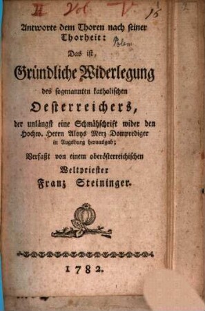 Antworte dem Thoren nach seiner Thorheit