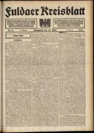 Erste Ausgabe vom Samstag, den 23. März 1912.