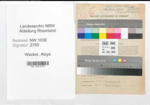 Entnazifizierung Aloys Wacker , geb. 02.07.1905 (Angestellter)