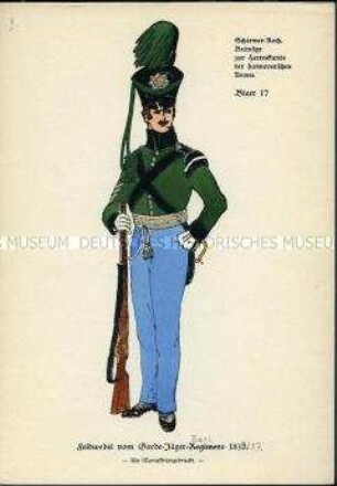 Uniformdarstellung, Feldwebel des Garde-Jäger-Bataillons, Königreich Hannover, 1833/1837.