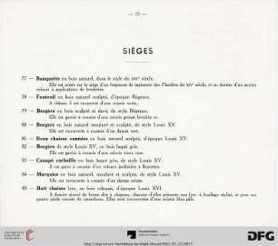 Sièges (Nr. 77-90)