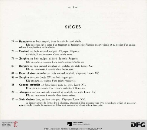 Sièges (Nr. 77-90)