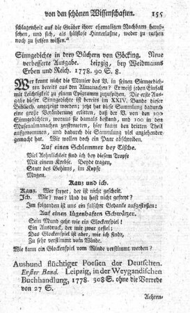 Ausbund flüchtiger Poesien der Deutschen. Bd.1.