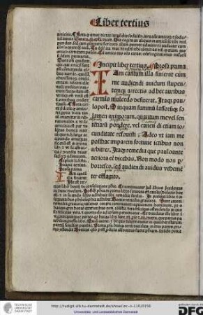 Incipit liber tertius. Prosa prima