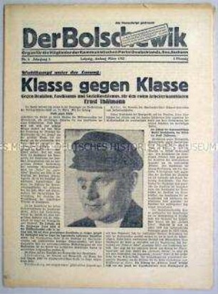 Mitteilungsblatt der KPD des Bezirkes Dresden "Der Bolschewik" zur Reichspräsidentenwahl 1932