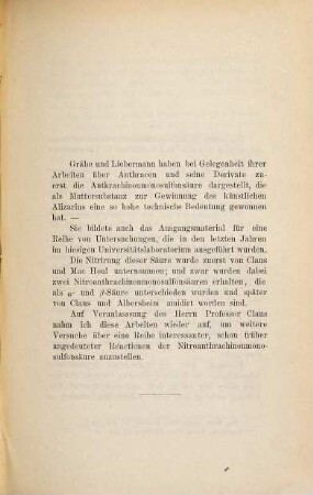Beiträge zur Kenntniss der Alpha-Nitroantrachinonmonosulfonsaure und ihrer Derivate