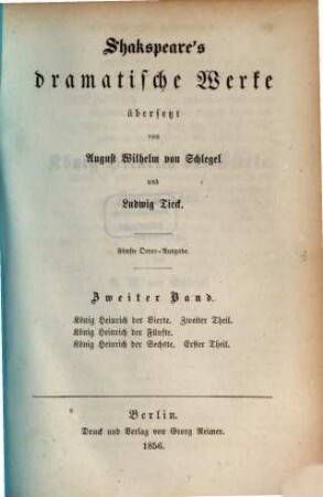 Shakspeare's dramatische Werke, 2