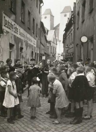 Straßenmusikanten : Freiberg (Sachsen), Straßenmusikanten in der Engen Gasse