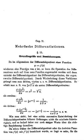 Cap. II. Mehrfache Differentiationen.